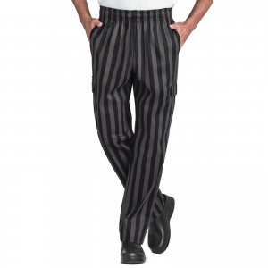 Utility Striped Cargo Chef Pant Grey Black